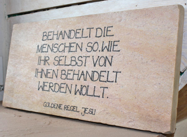 Spruchtafel aus Quarzit Zitat Goldene Regel