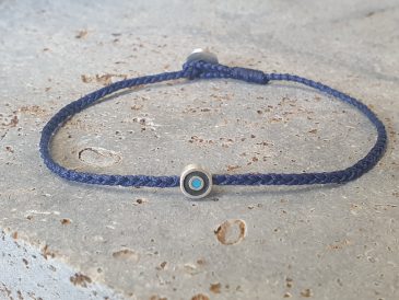 verstellbares blaues Armband aus geflochtener Kordel mit silbernem Bösen Auge