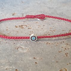 verstellbares rotes Armband aus geflochtener Kordel mit silbernem Bösen Auge