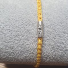 Armband geflochtenes gelbes Band mit Auge aus Silber