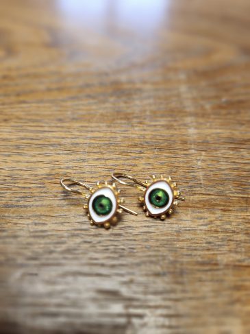 Ohrringe vergoldet grünes Auge