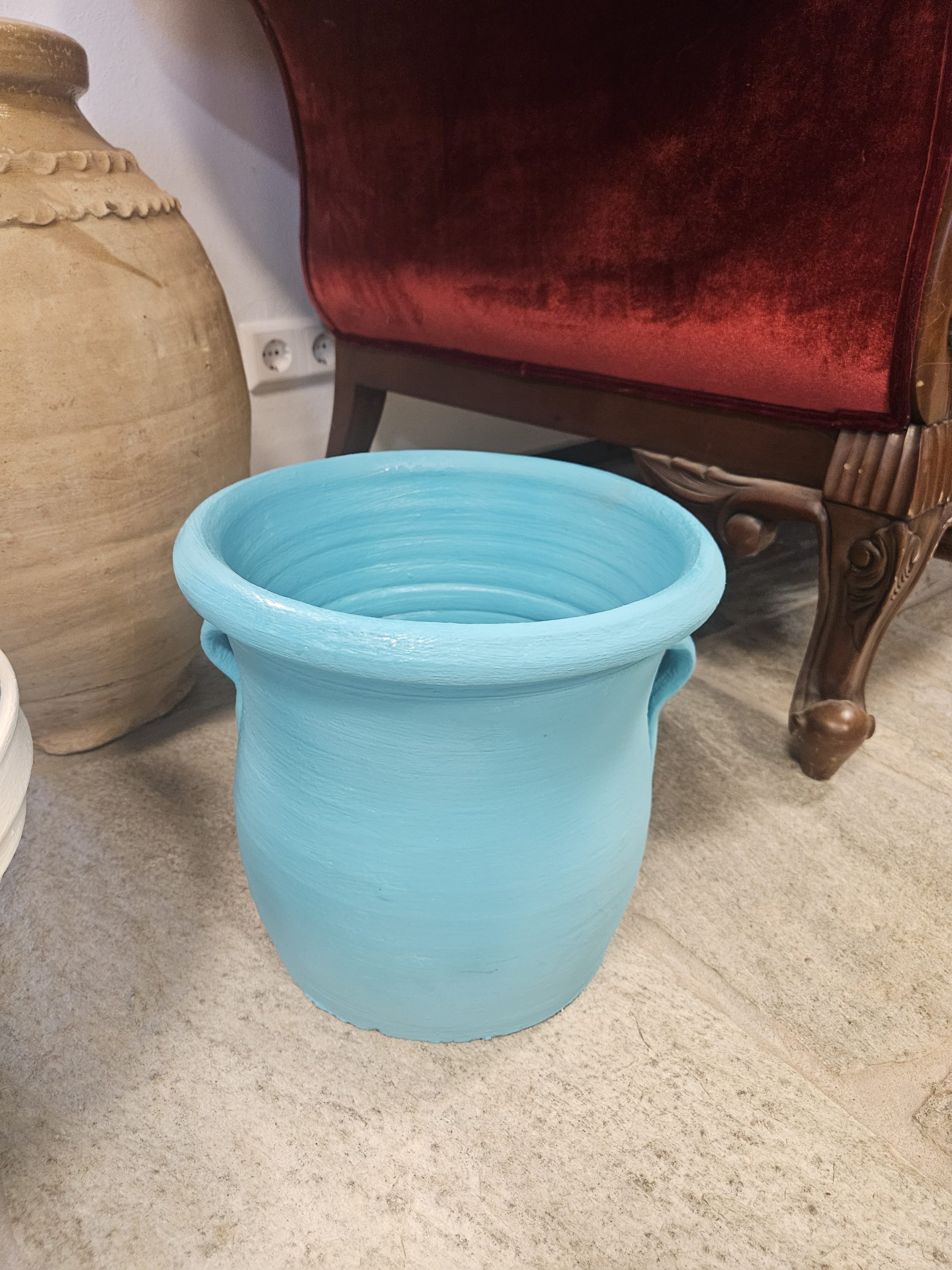 amphore-pflanztopf-keramik-türkis-blau keramik-pflanztopf-türkis-blau