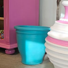 Farbiger türkis blauer Pflanztopf aus Keramik