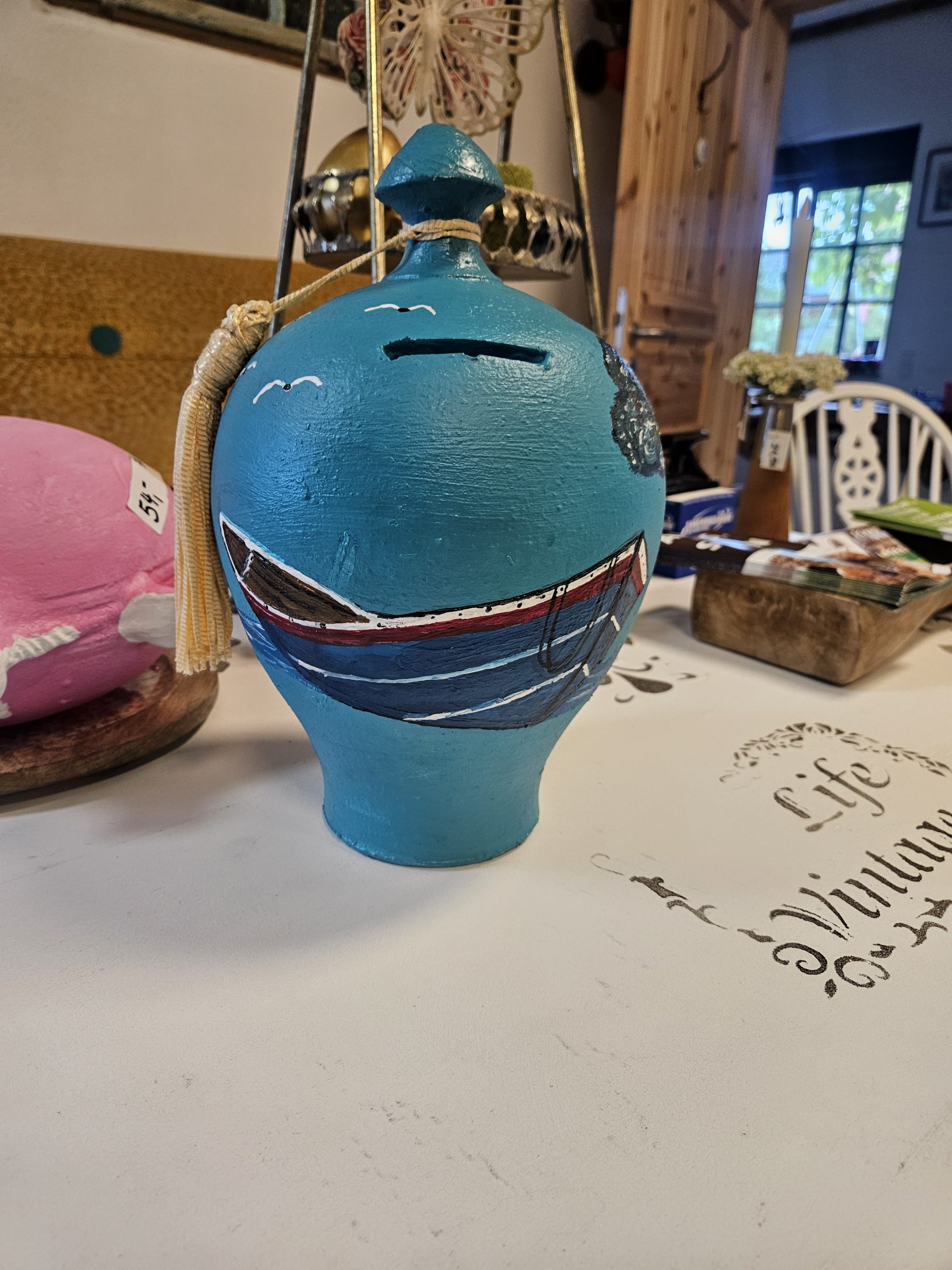 spardose.keramik-blau-boot Keramik Spardose Boot