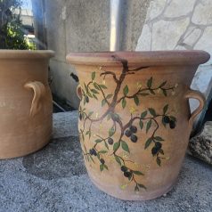 Keramik Pflanztopf handbemalt Olivenzweige